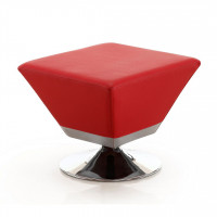 Manhattan Comfort OT002-RD Diamond Red and Polished Chrome Swivel Ottoman